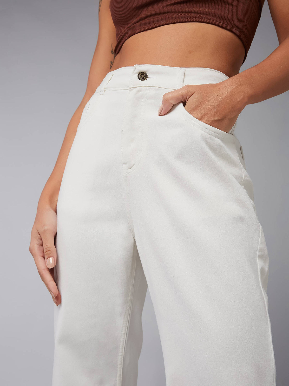 White Bootcut High Rise Stretchable Denim Jeans | BT10 - view 5