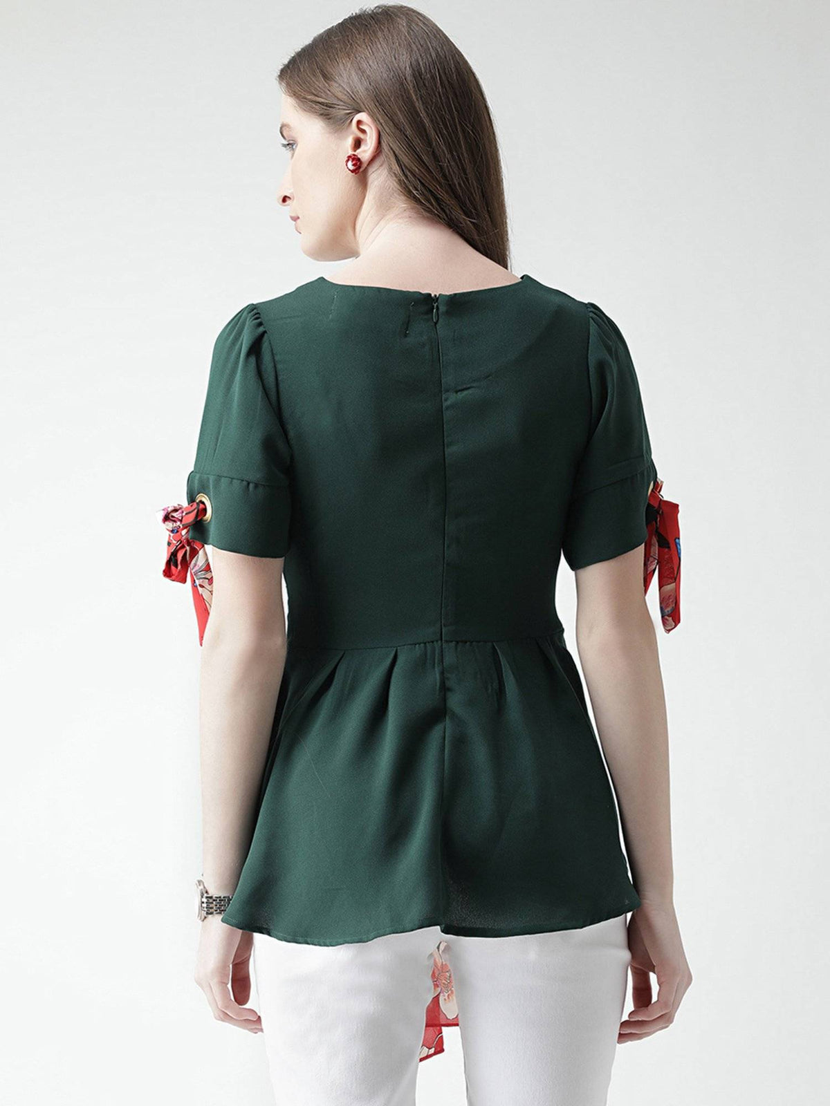 Green Eyelet Peplum Top | pt51 - view 2