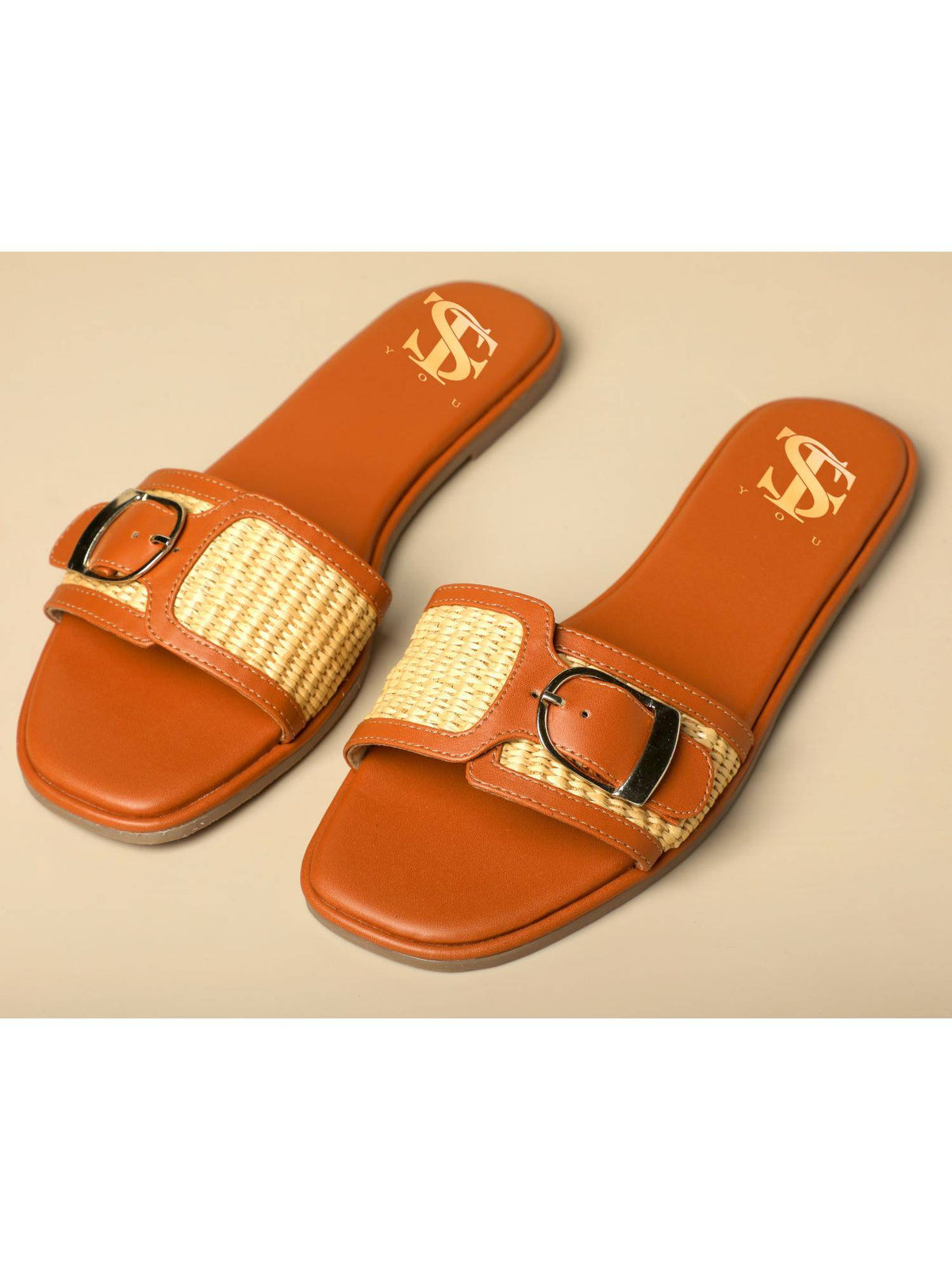 Tan Raffia Flats | F61 - view 1
