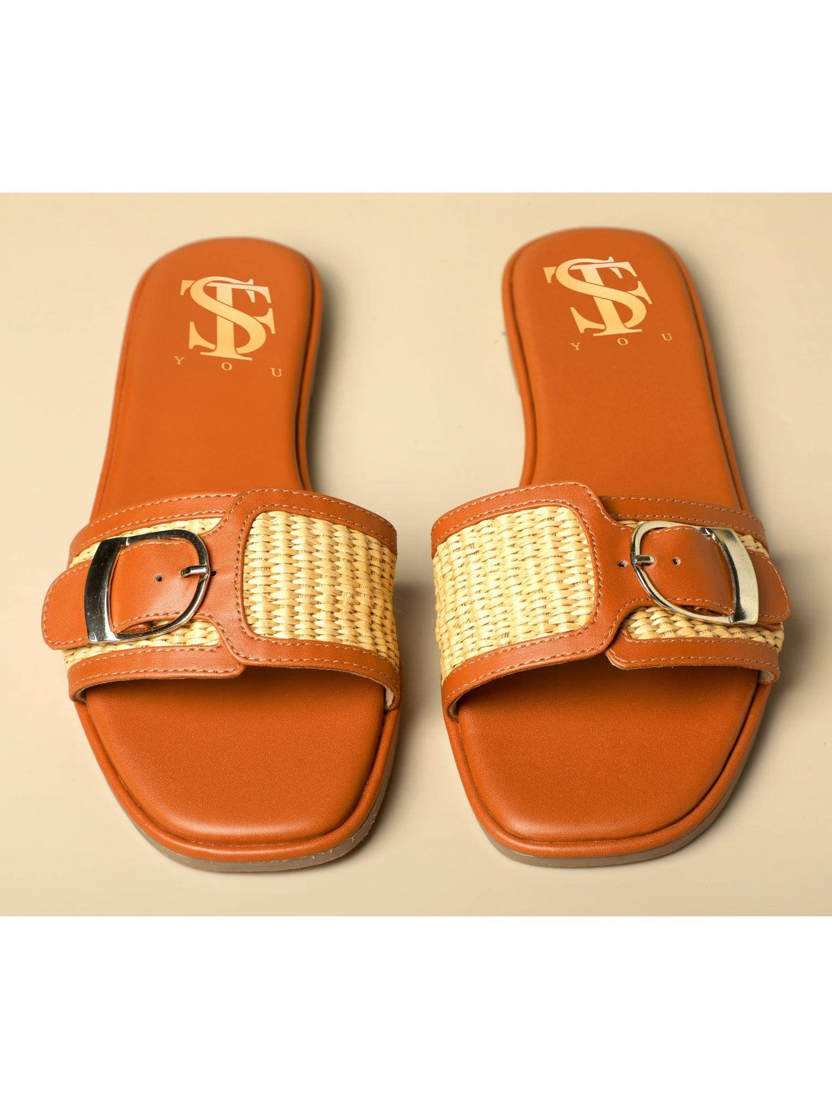 Tan Raffia Flats | F61 - view 2