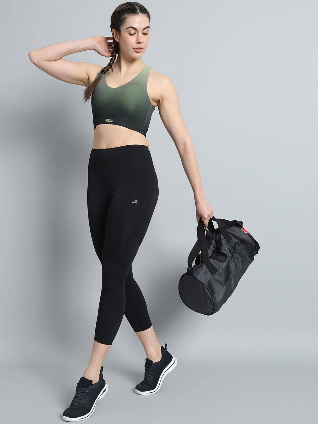 Grey Gradient Women Lightly Padded Ombre Dry-Fit Workout Bra | sb09 - view 28