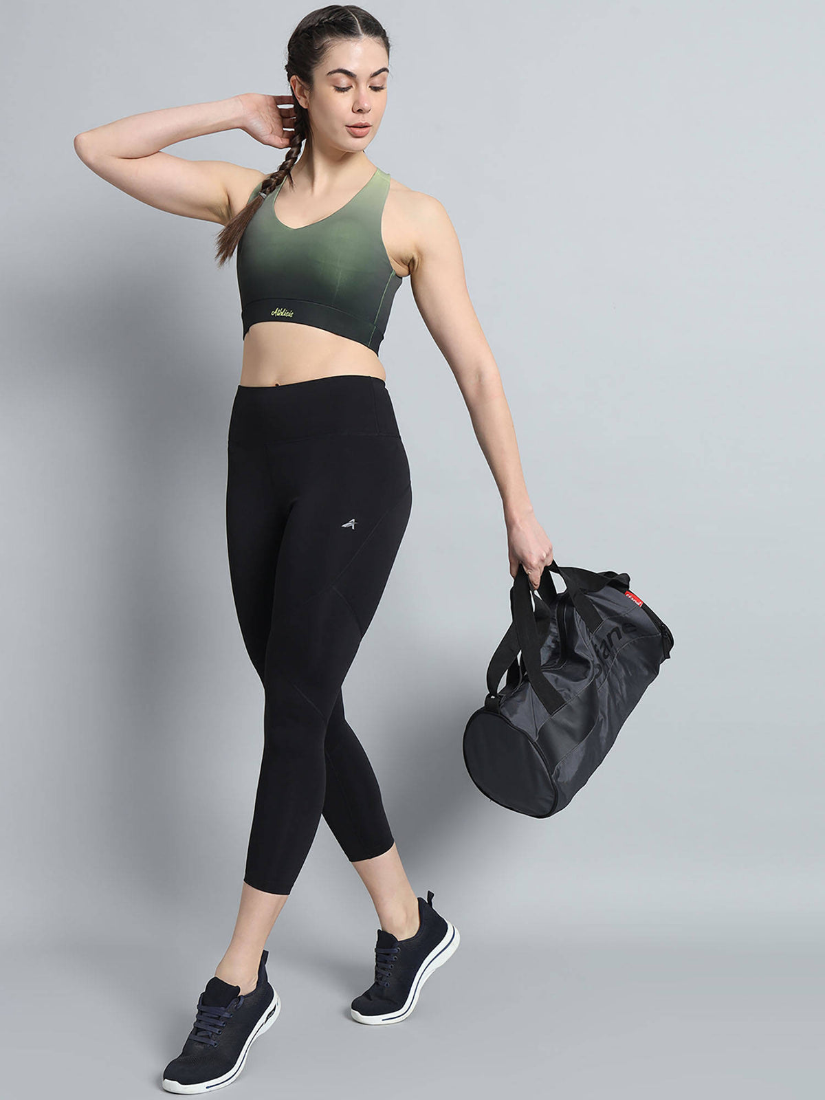 Grey Gradient Women Lightly Padded Ombre Dry-Fit Workout Bra | sb09 - view 28