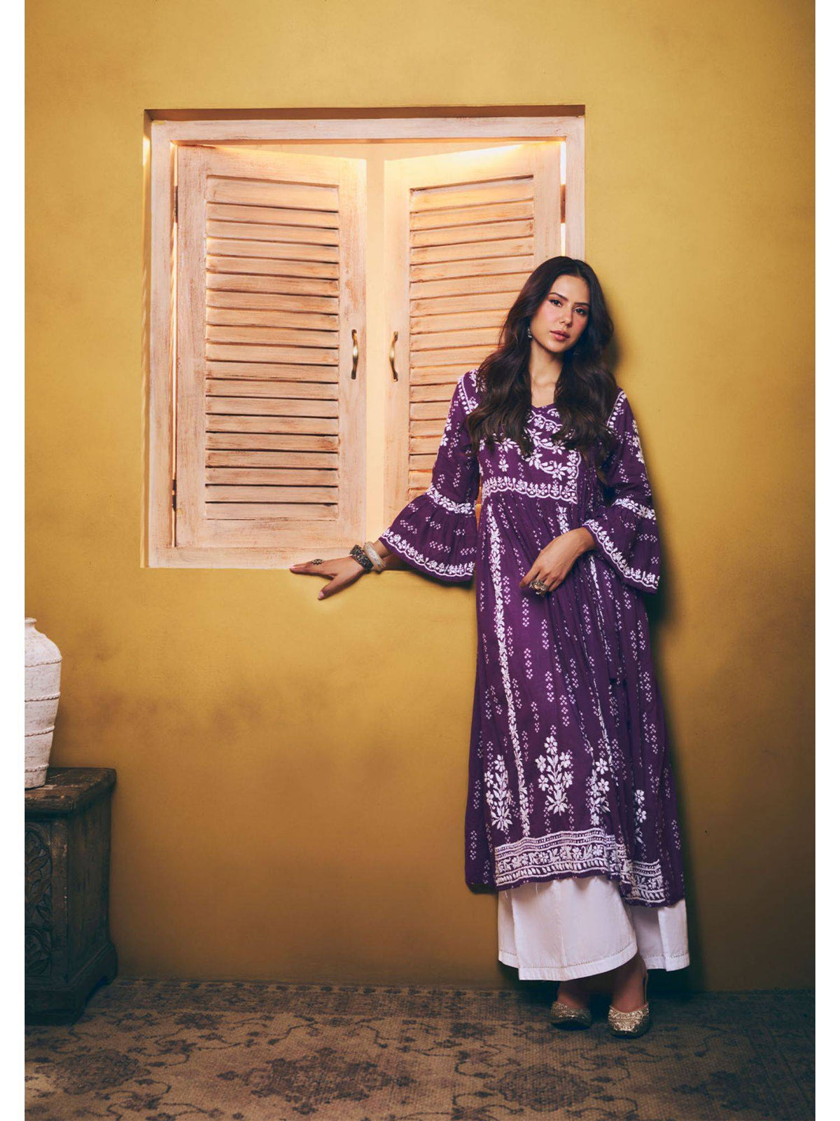 Sonam Chikankari Angrakha Kurta - Purple | FY93 - view 2