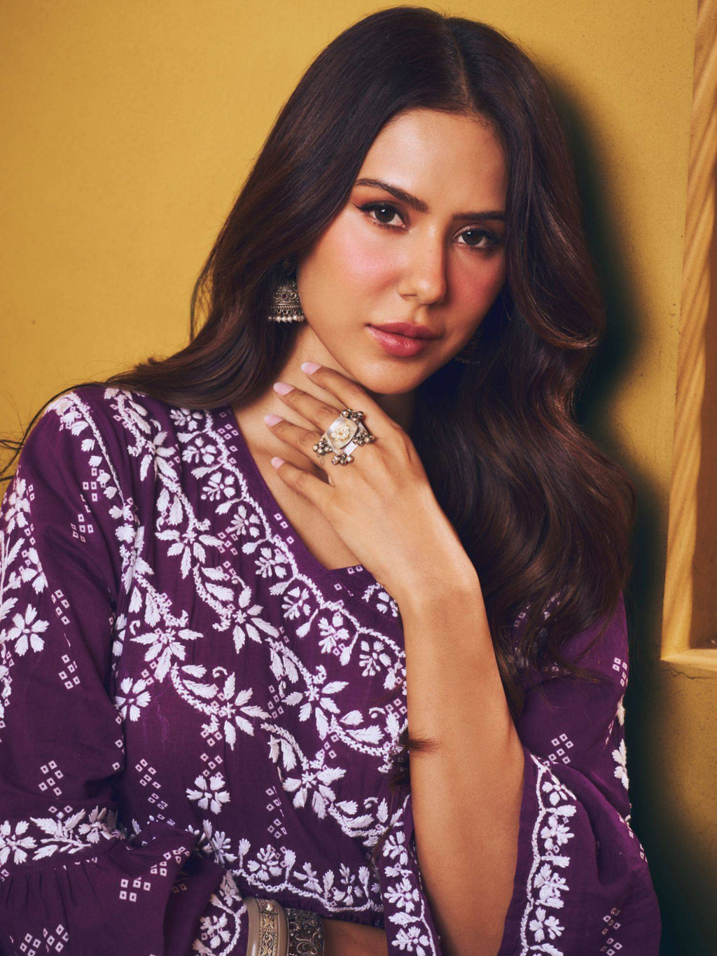 Sonam Chikankari Angrakha Kurta - Purple | KDG - view 3
