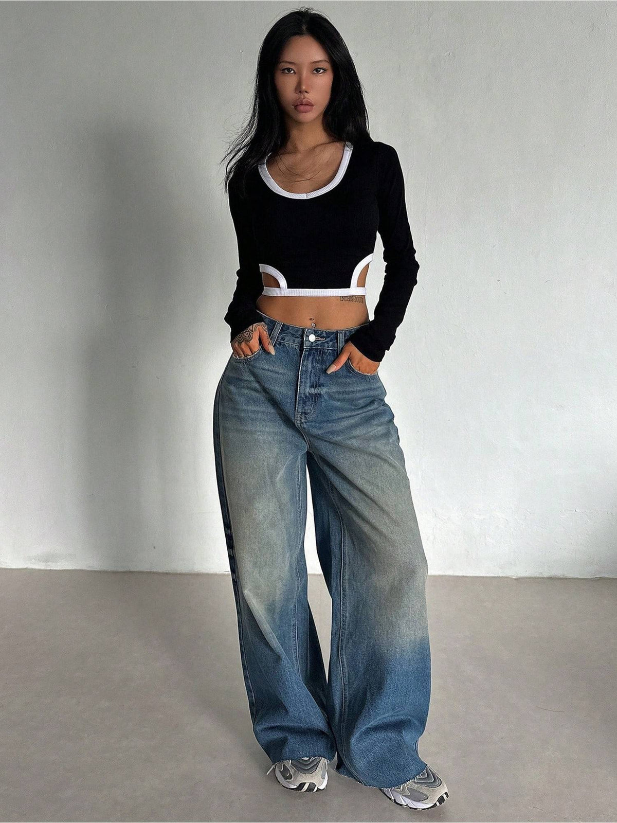 Stale Blue Baggy Wide Leg Jeans | BG78 - view 3