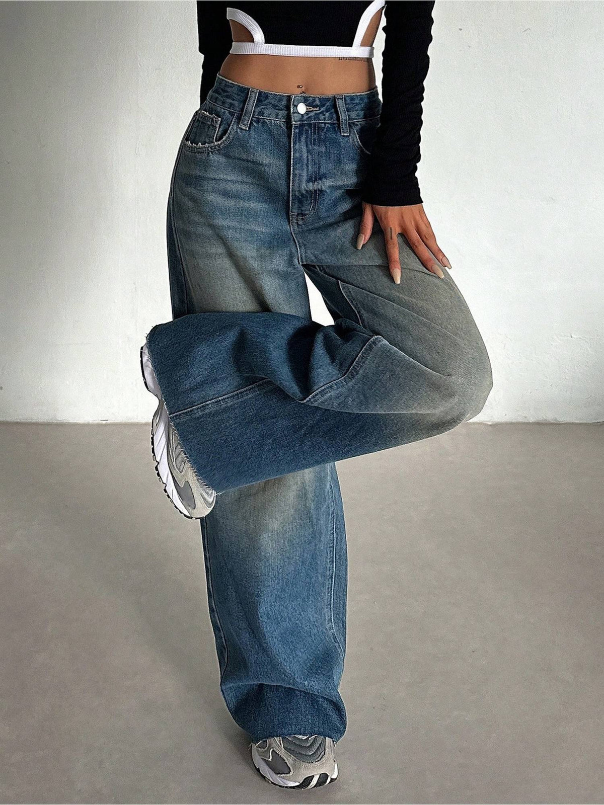 Stale Blue Baggy Wide Leg Jeans | WL90 - view 1