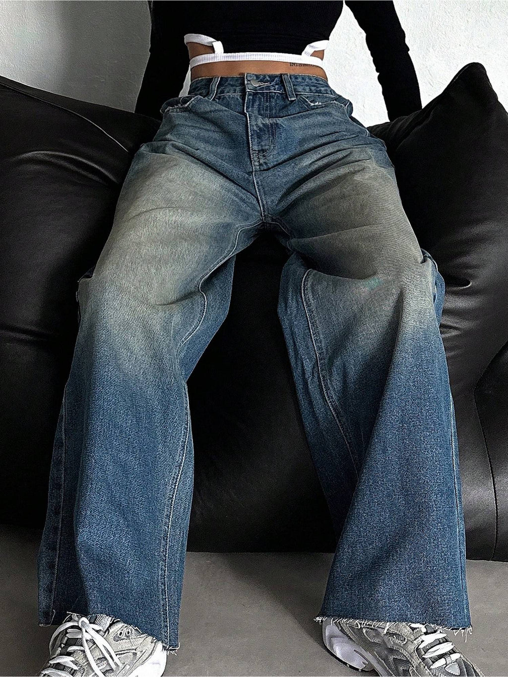 Stale Blue Baggy Wide Leg Jeans | WL90 - view 4