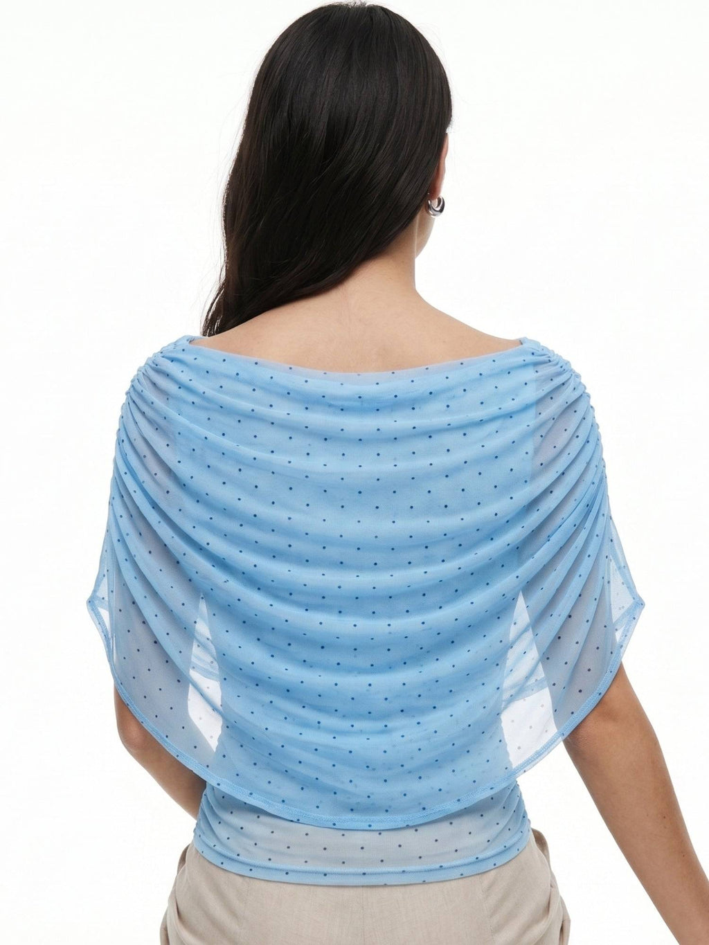 Blue Drapey Cowl Fitted Top | CT61 - view 4