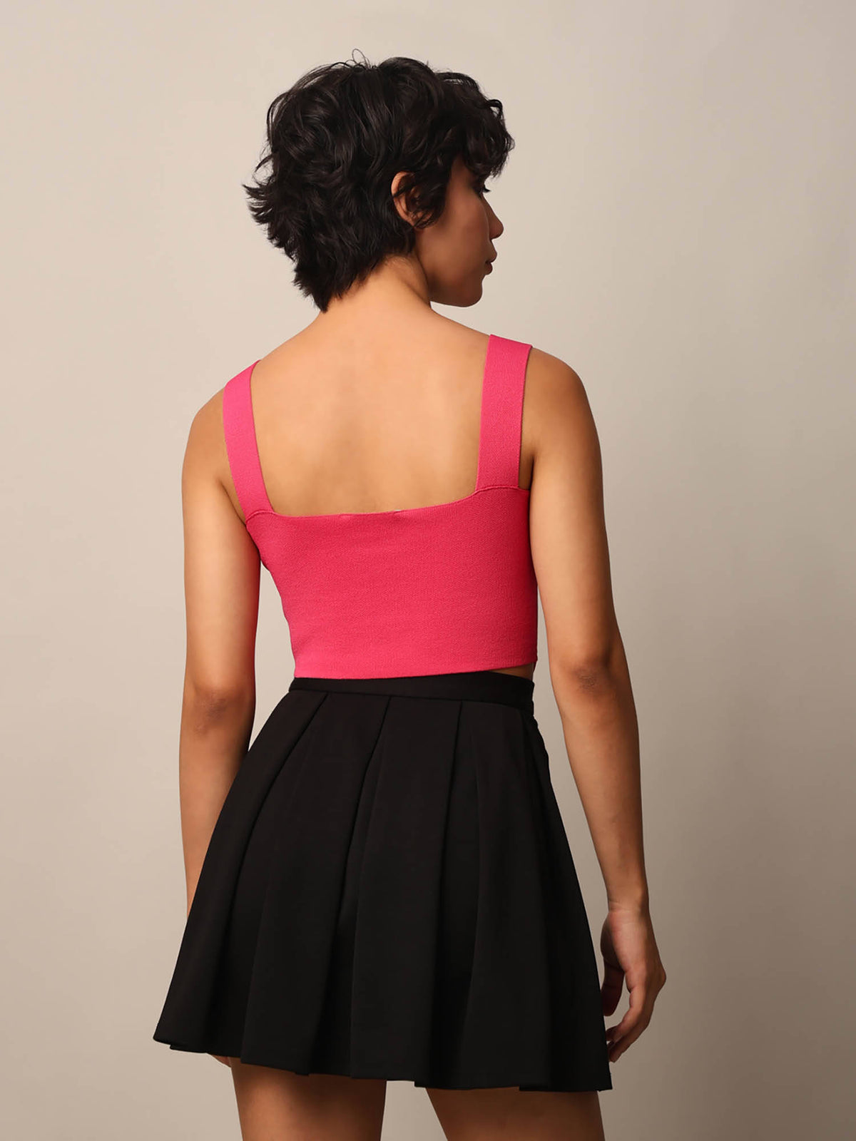 Womens Regular Fit Pink Crop Top | CT61 - view 2