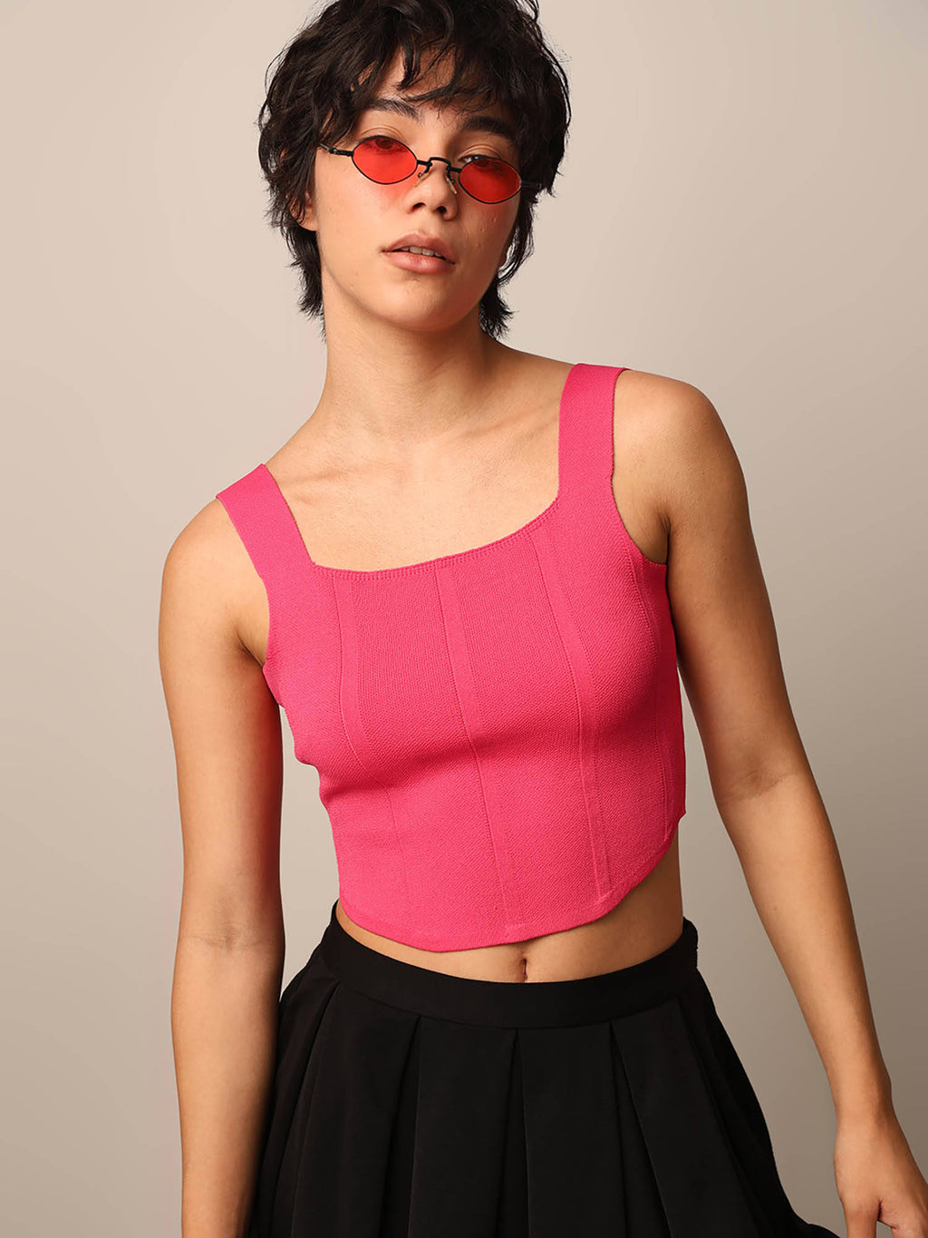 Womens Regular Fit Pink Crop Top | CT61 - view 3
