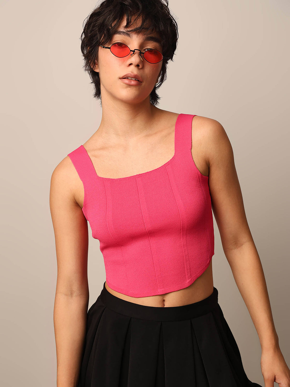Womens Regular Fit Pink Crop Top | O24 - view 3