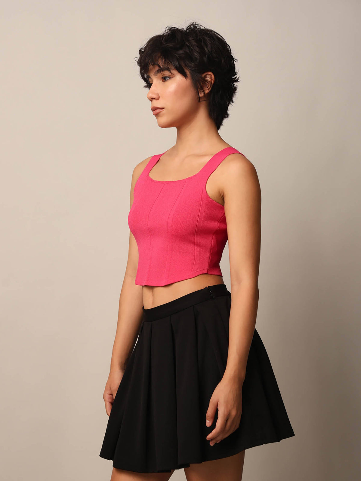 Womens Regular Fit Pink Crop Top | CT61 - view 6