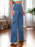 Blue Solid Plain Wide Fit Jeans | WL90 - view 1