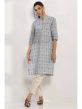 Women Grey Cotton Straight Kurta | KDG - view 1