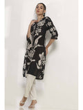 Women Black Cotton Straight Kurta | KDG - view 1