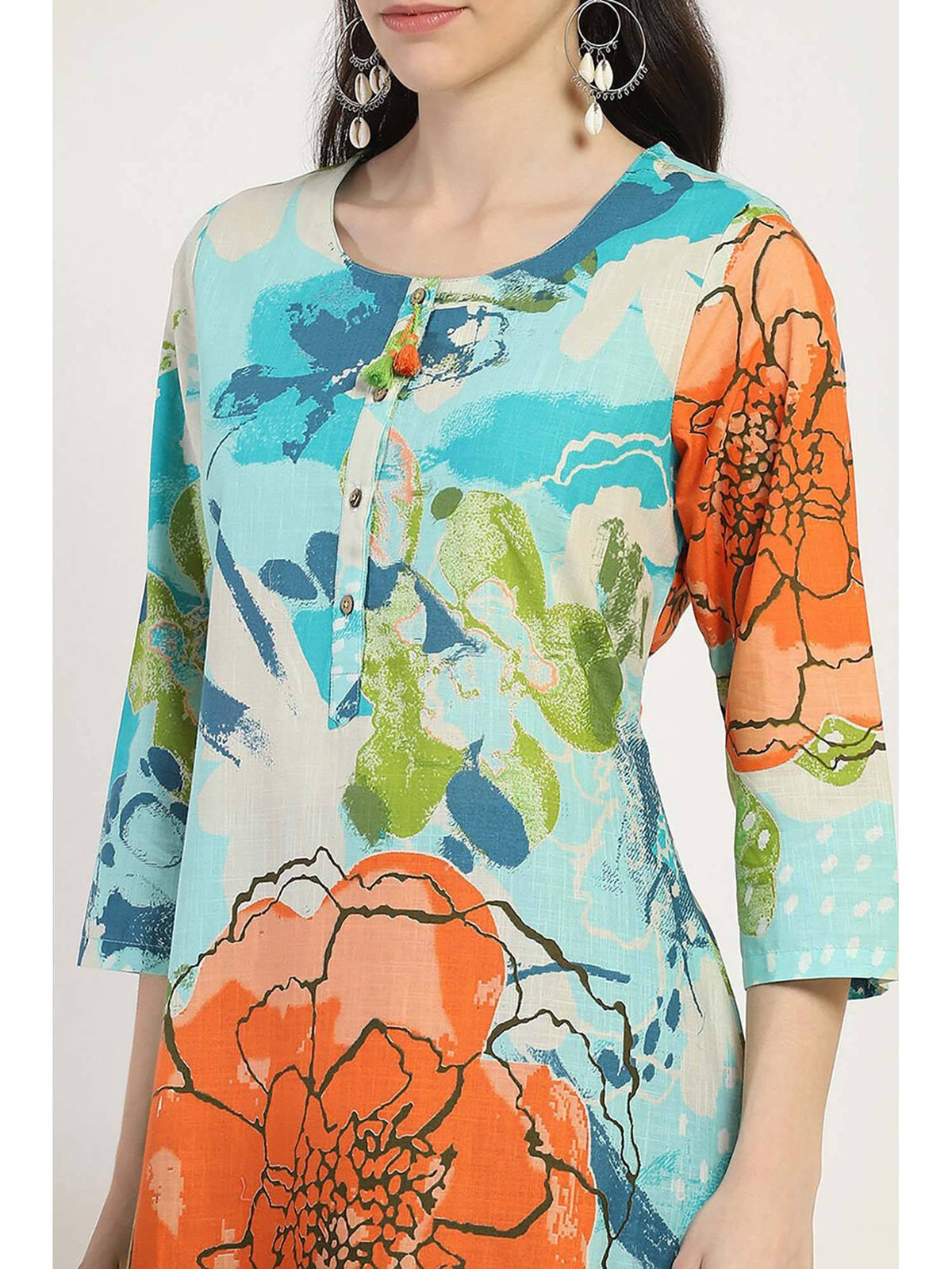 Women Coral Cotton Straight Kurta | KDG - view 8