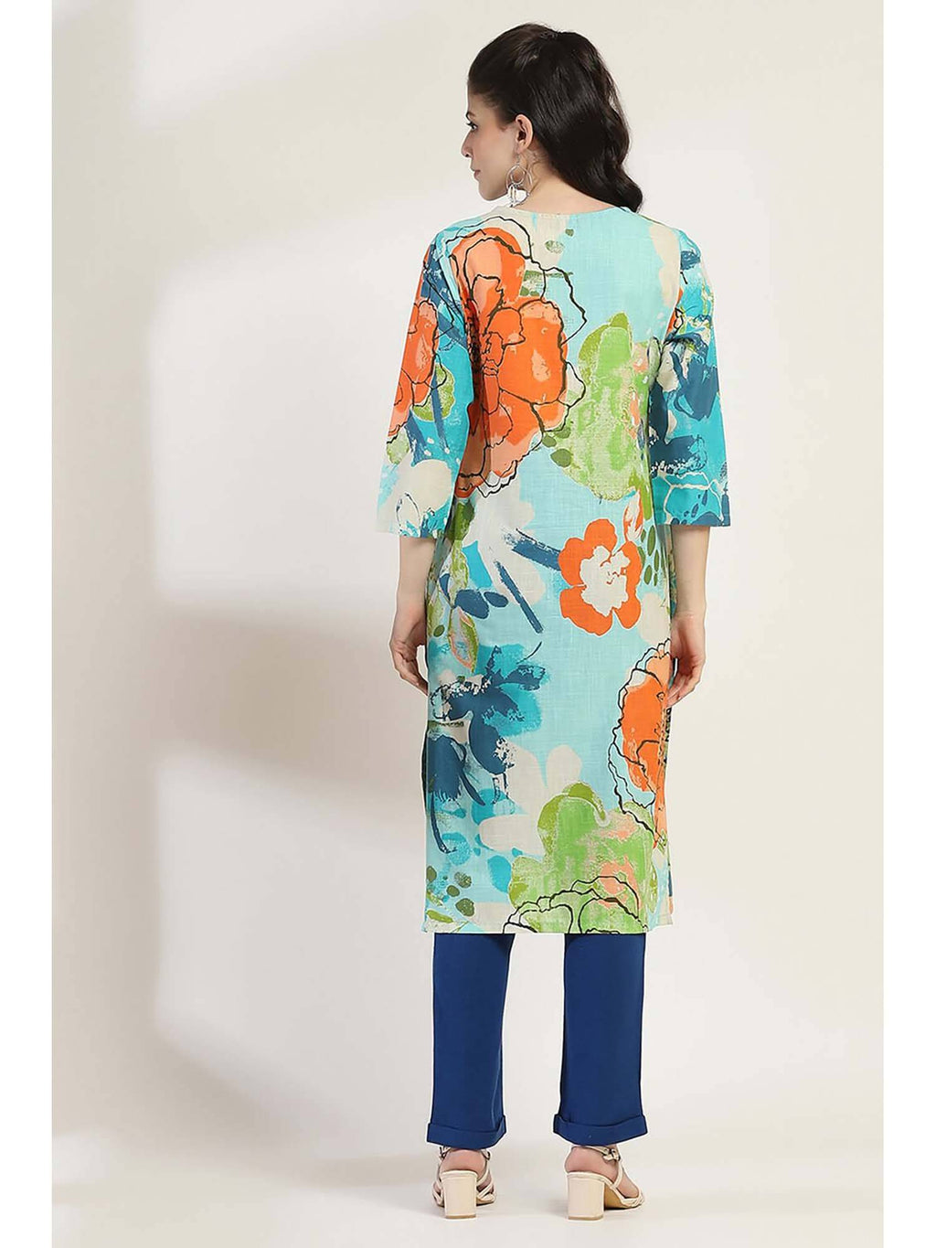 Women Coral Cotton Straight Kurta | KDG - view 10