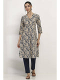 Women Blue Cotton Straight Kurta | U3S - view 1