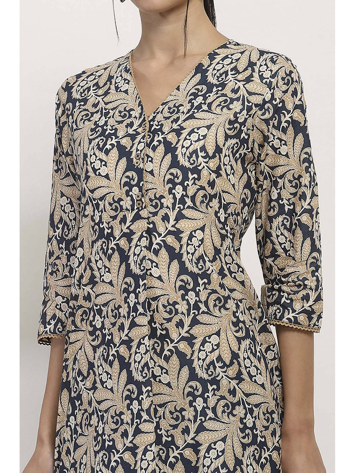 Women Blue Cotton Straight Kurta | U3S - view 3