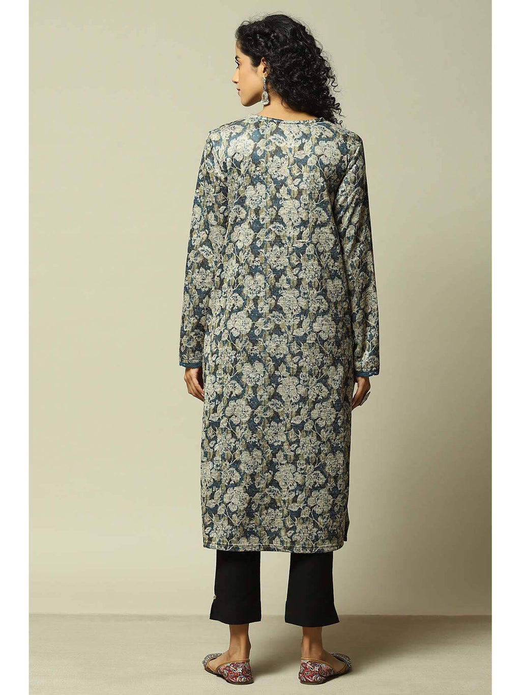 Women Blue Acrylic Printed Kurta | U3S - view 4
