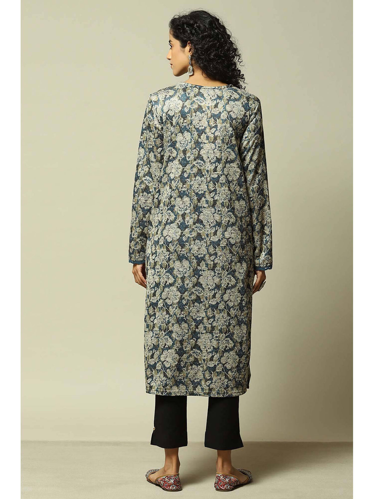 Women Blue Acrylic Printed Kurta | U3S - view 4