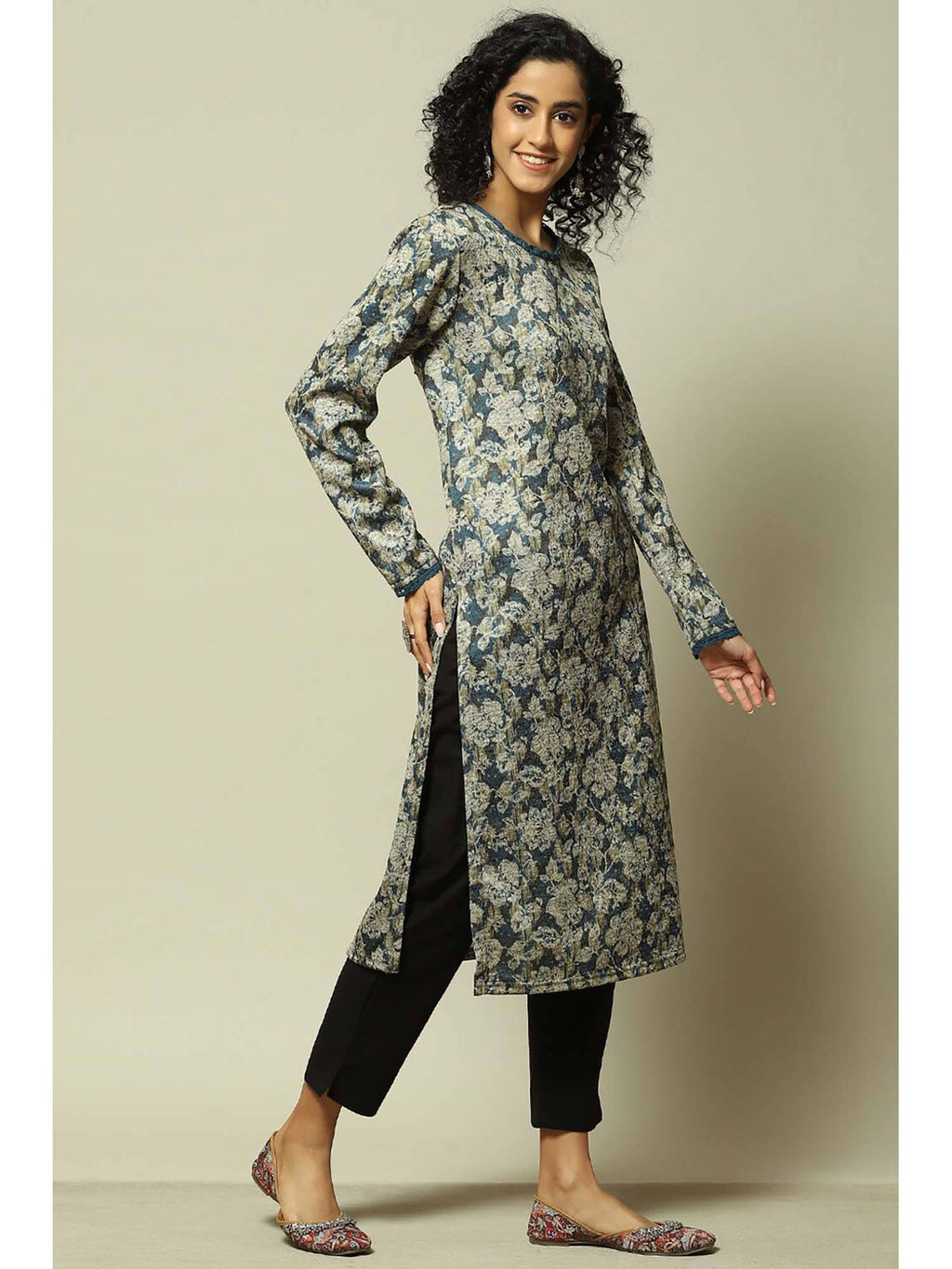 Women Blue Acrylic Printed Kurta | U3S - view 5