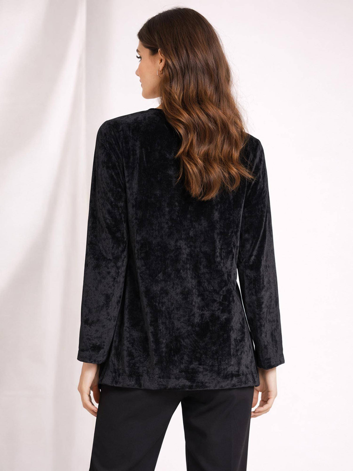 Embroidered Velvet Black Shrug | JC78 - view 2
