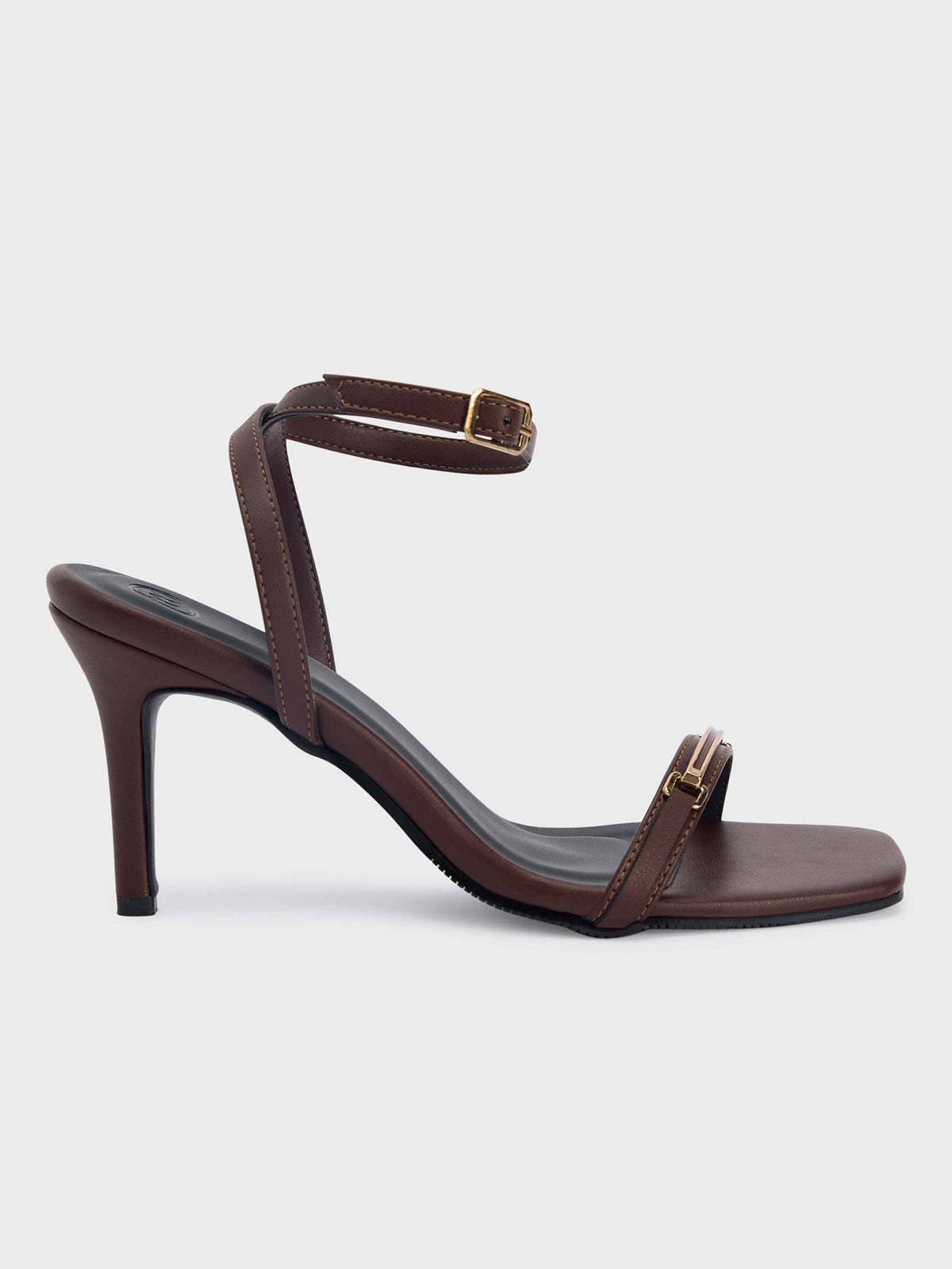 Brown Square Toe Metal Detail Stiletto Heels for Women | H78 - view 3