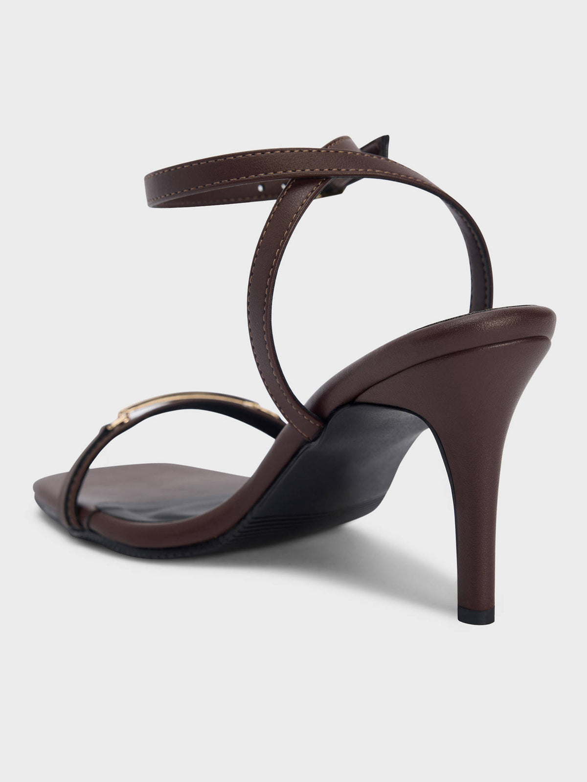 Brown Square Toe Metal Detail Stiletto Heels for Women | H78 - view 4