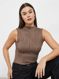 Cream Self Design Polyester Fitted Top | TT98 - view 10