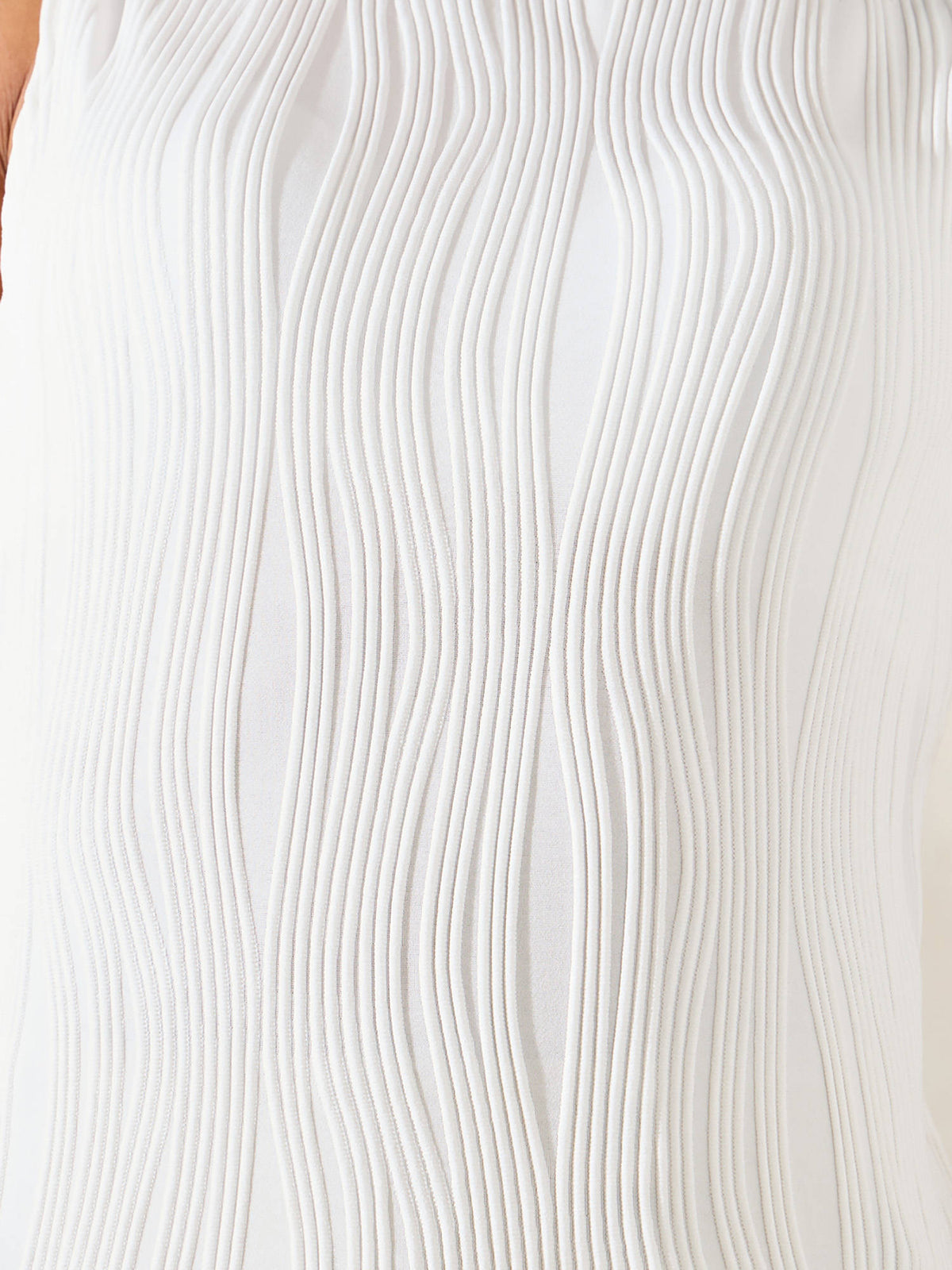 Cream Self Design Polyester Fitted Top | TT98 - view 4