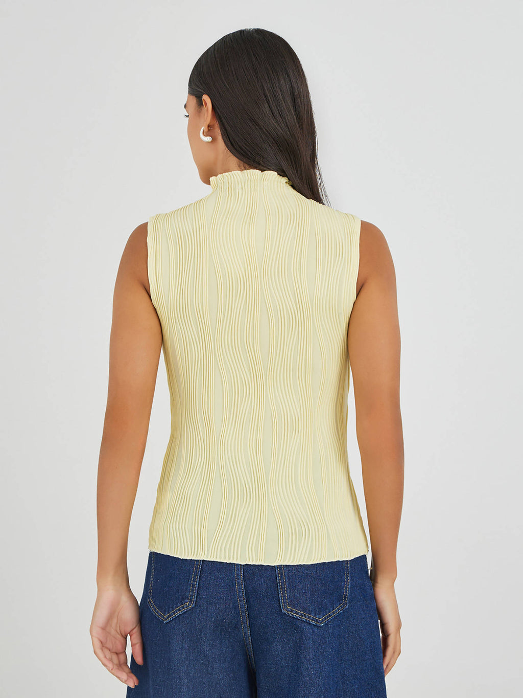 Cream Self Design Polyester Fitted Top | TT98 - view 9