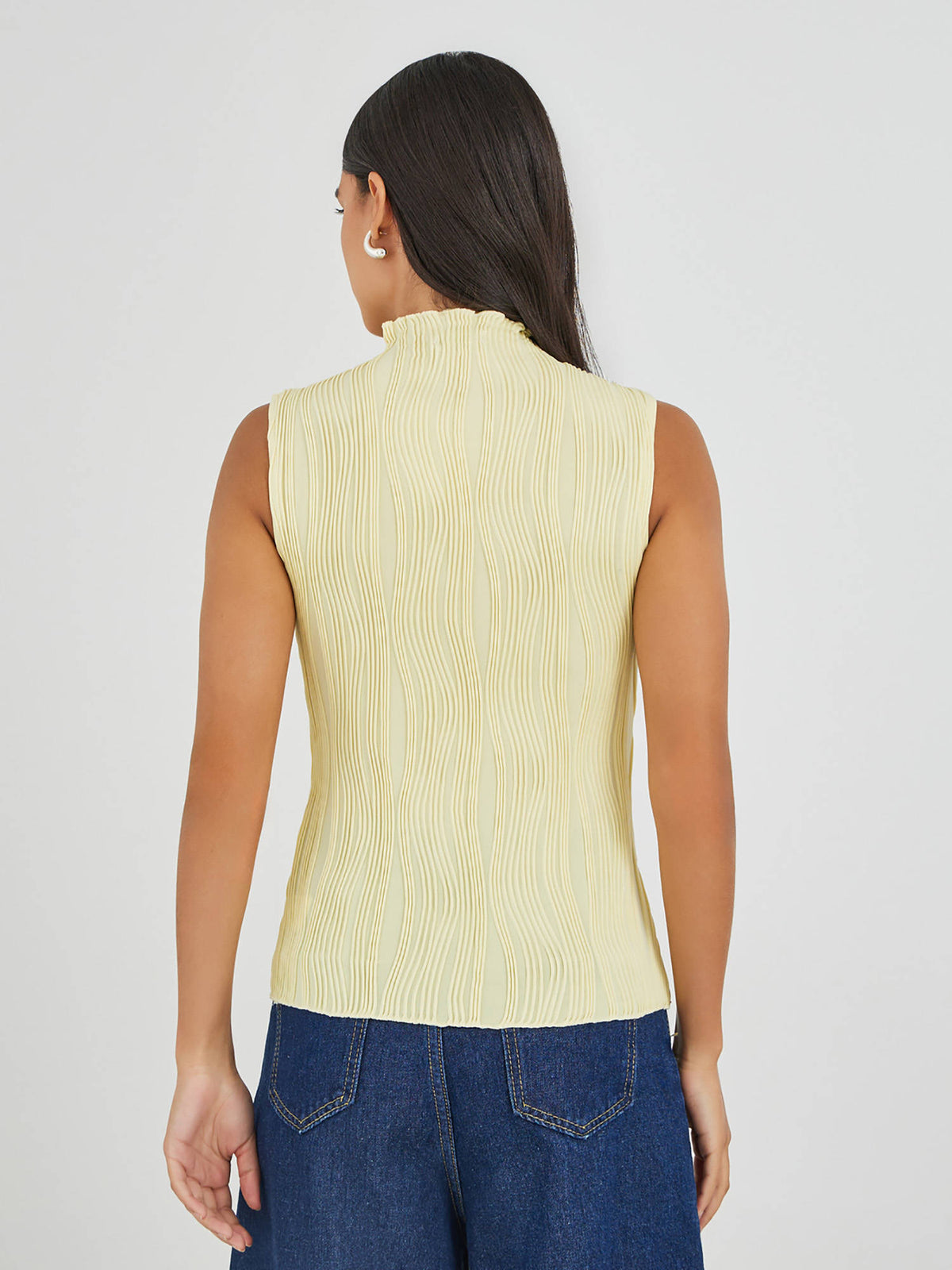 Cream Self Design Polyester Fitted Top | TT98 - view 9