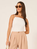White Solid Polyester Fitted Top | TT98 - view 1