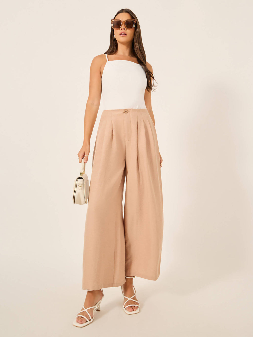 White Solid Polyester Fitted Top | TT98 - view 2