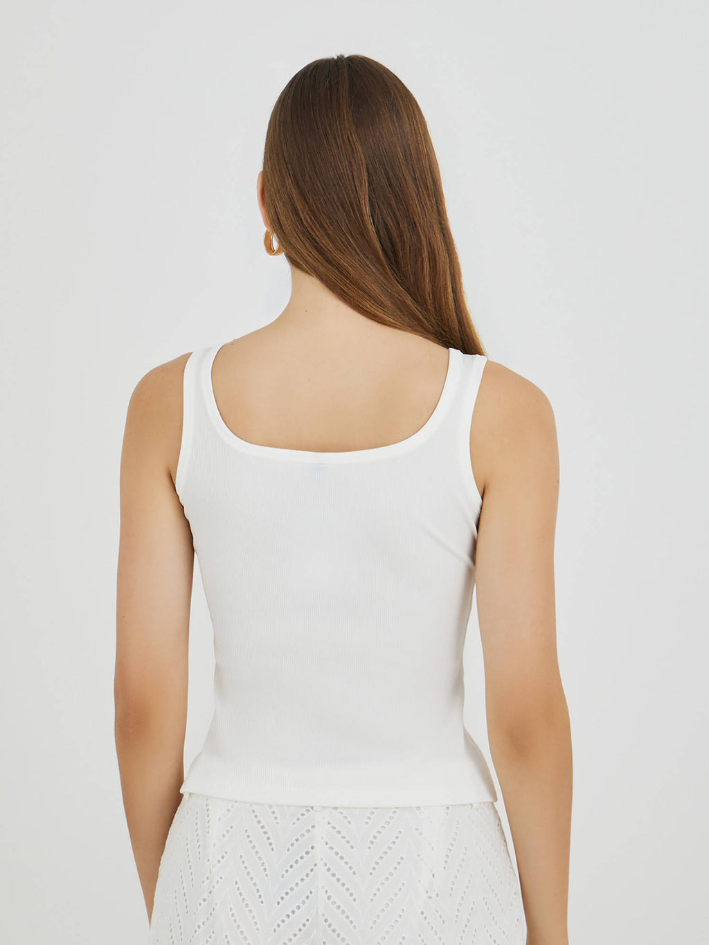 White Embroidered Polyester Regular Top | TT98 - view 4