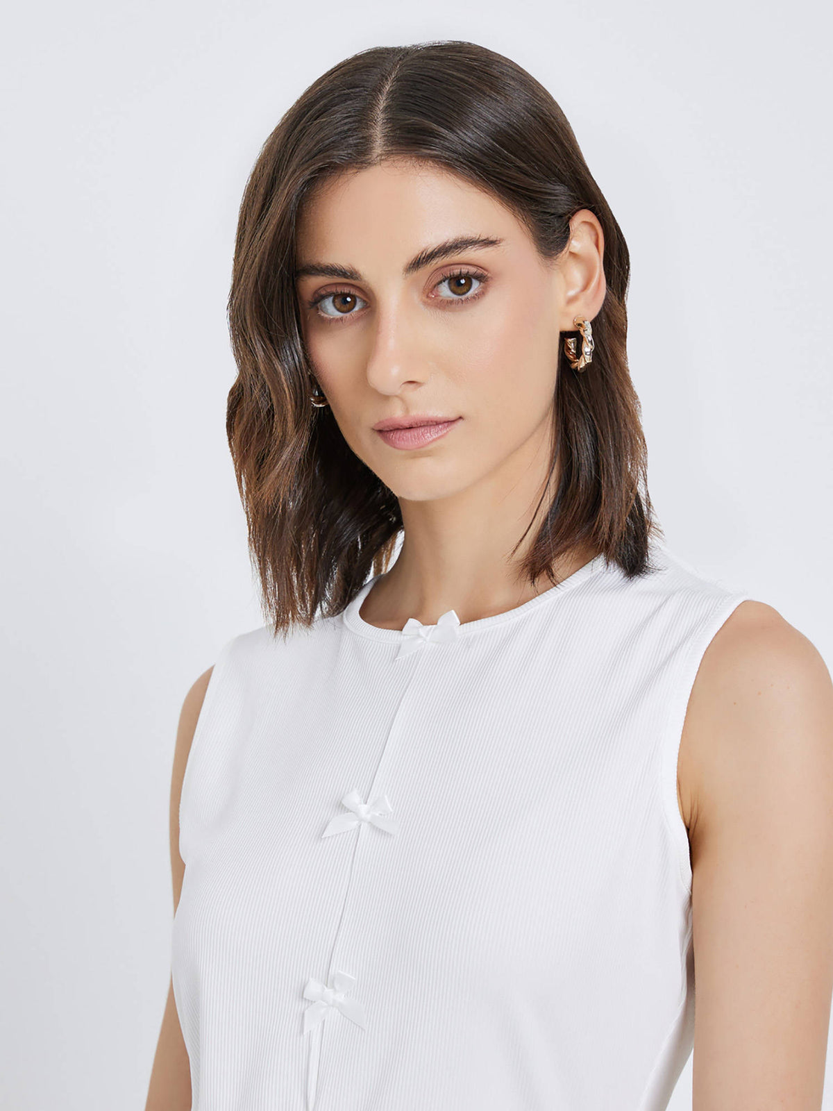 White Solid Polyester Regular Top | TT98 - view 3