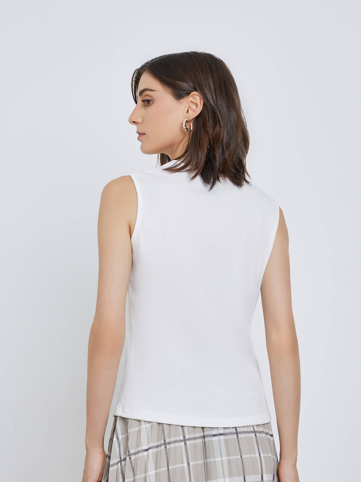 White Solid Polyester Regular Top | TT98 - view 4