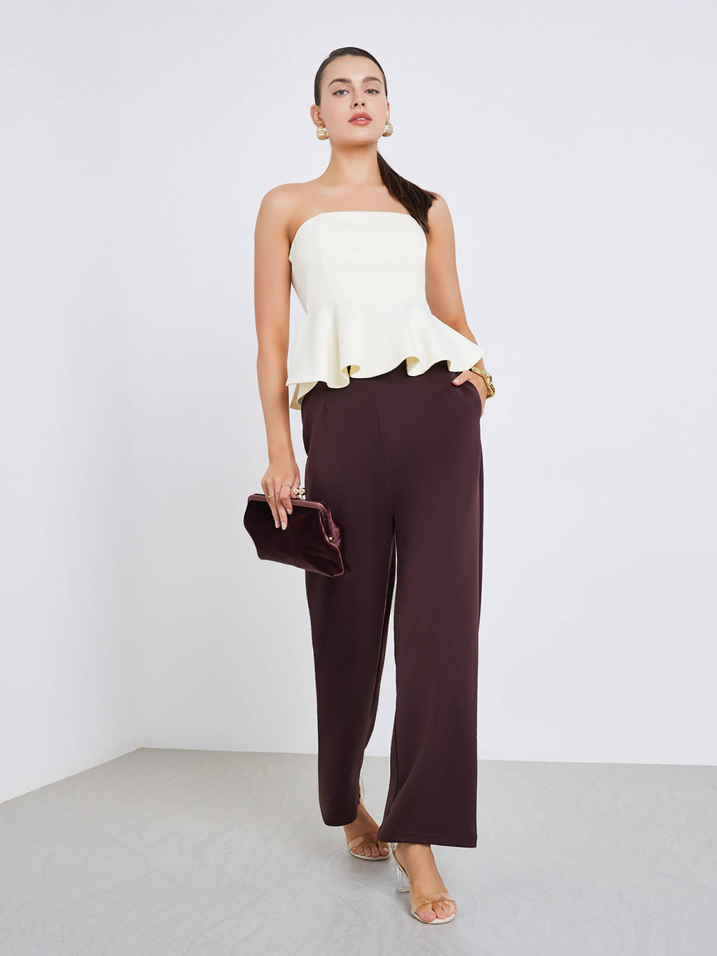 Off White Solid Polyester Regular Top | TT90 - view 2