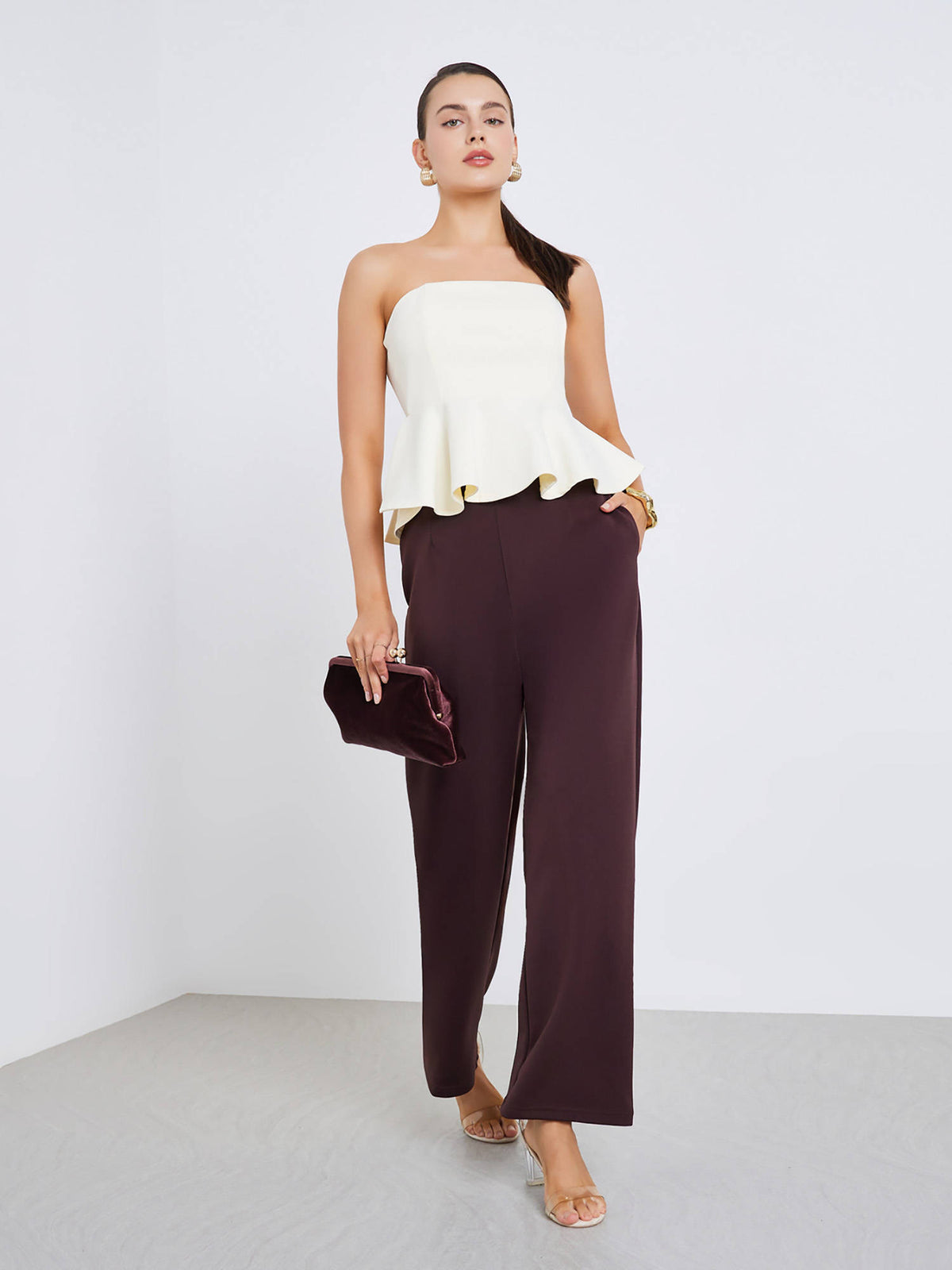 Off White Solid Polyester Regular Top | TT90 - view 2