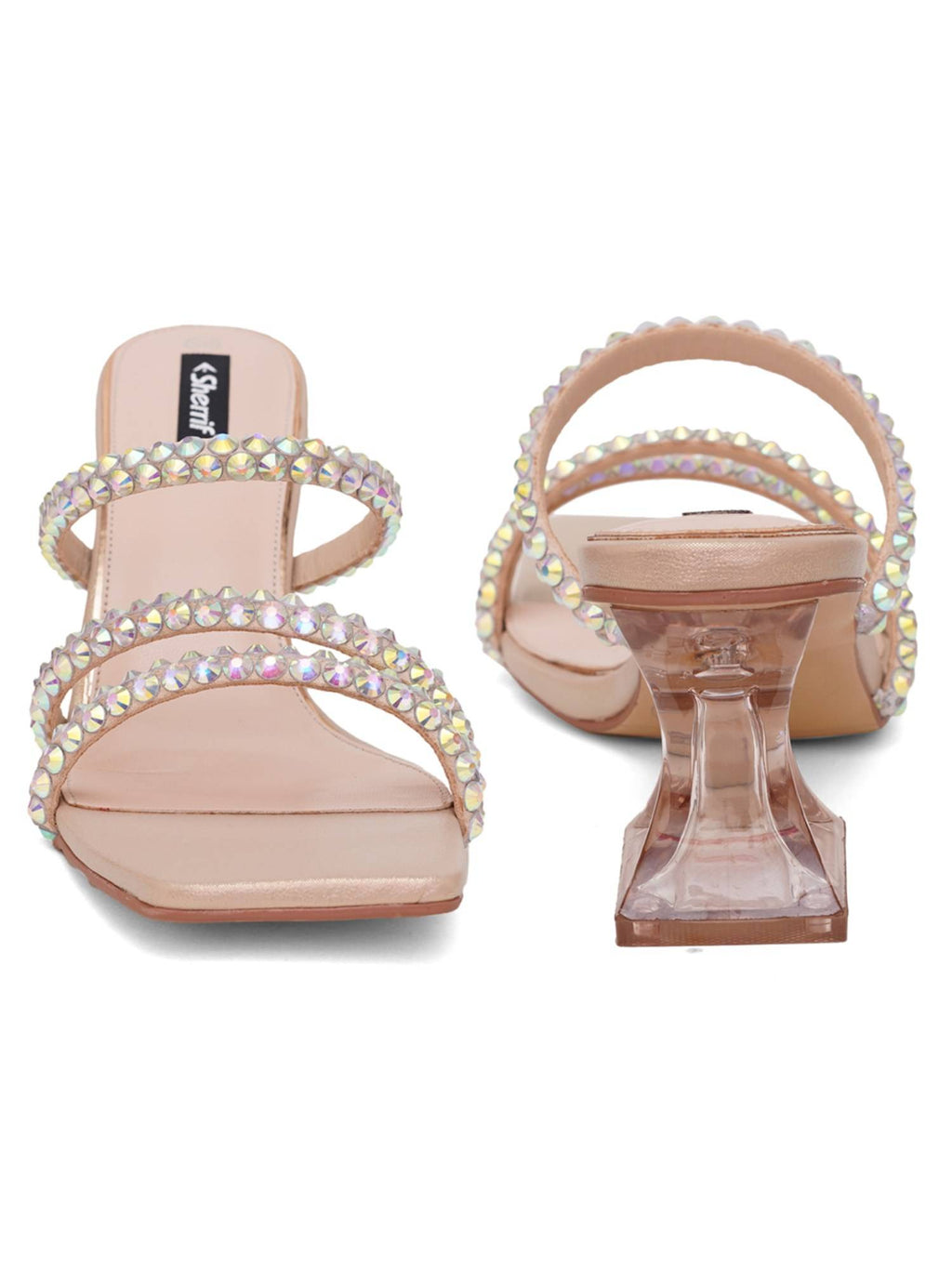 Pink Open Toe Spool Heels | H78 - view 37