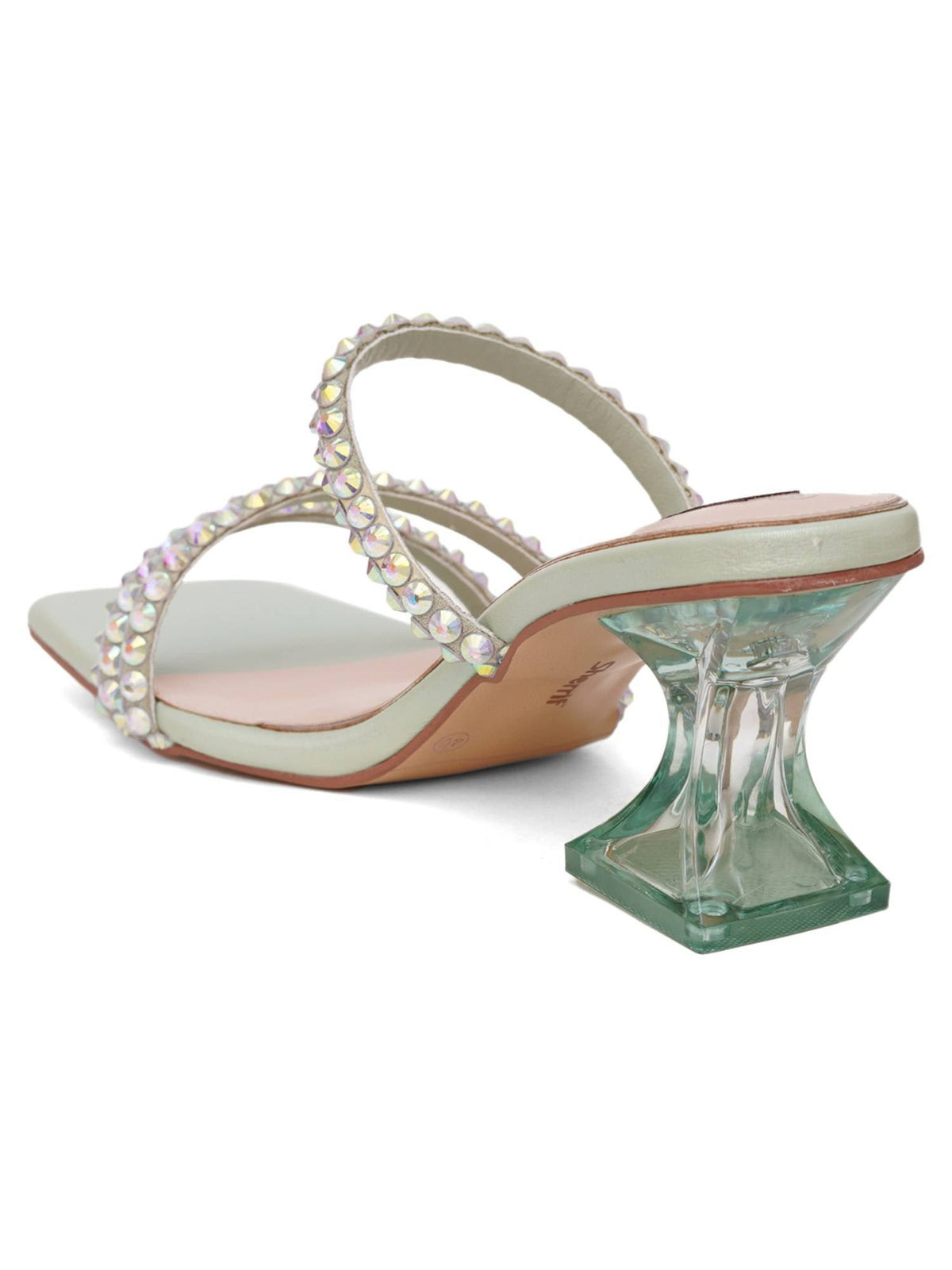 Beige Open Toe Spool Heels | H78 - view 36