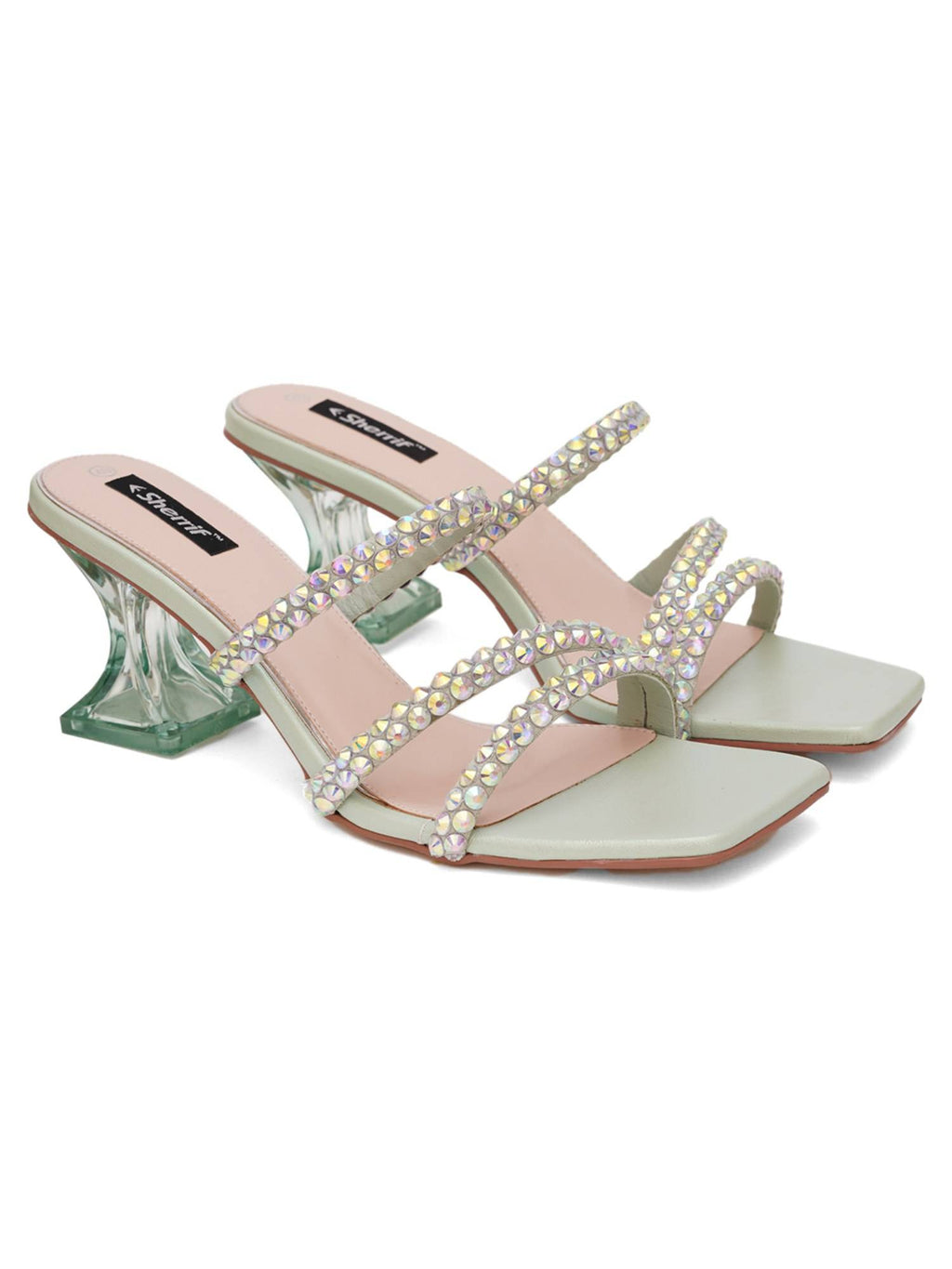 Pink Open Toe Spool Heels | H78 - view 30