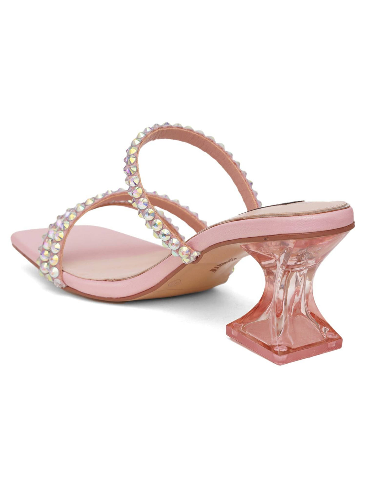 Pink Open Toe Spool Heels | H78 - view 5