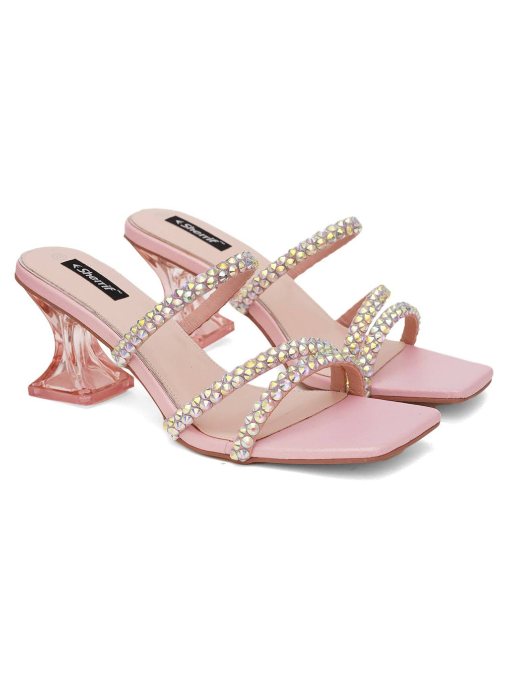 Black Open Toe Spool Heels | H78 - view 39