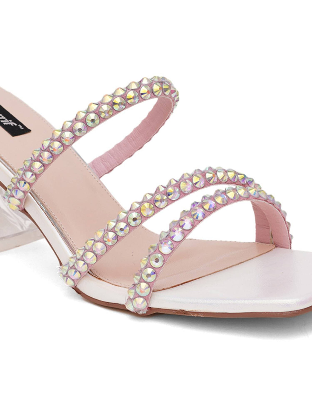 Pink Open Toe Spool Heels | H78 - view 10