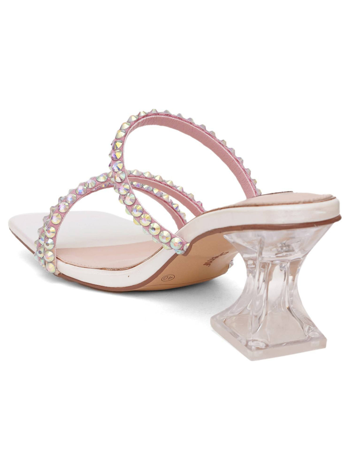 Pink Open Toe Spool Heels | H78 - view 12