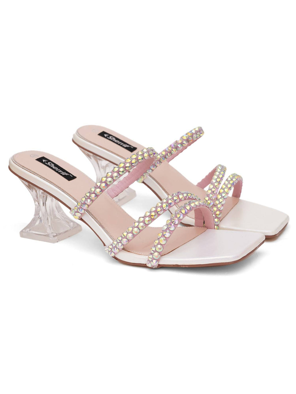 Black Open Toe Spool Heels | H78 - view 29