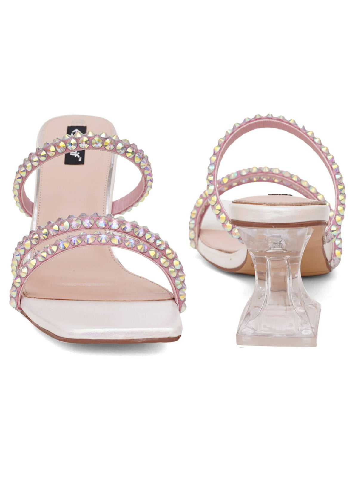 Beige Open Toe Spool Heels | H78 - view 30
