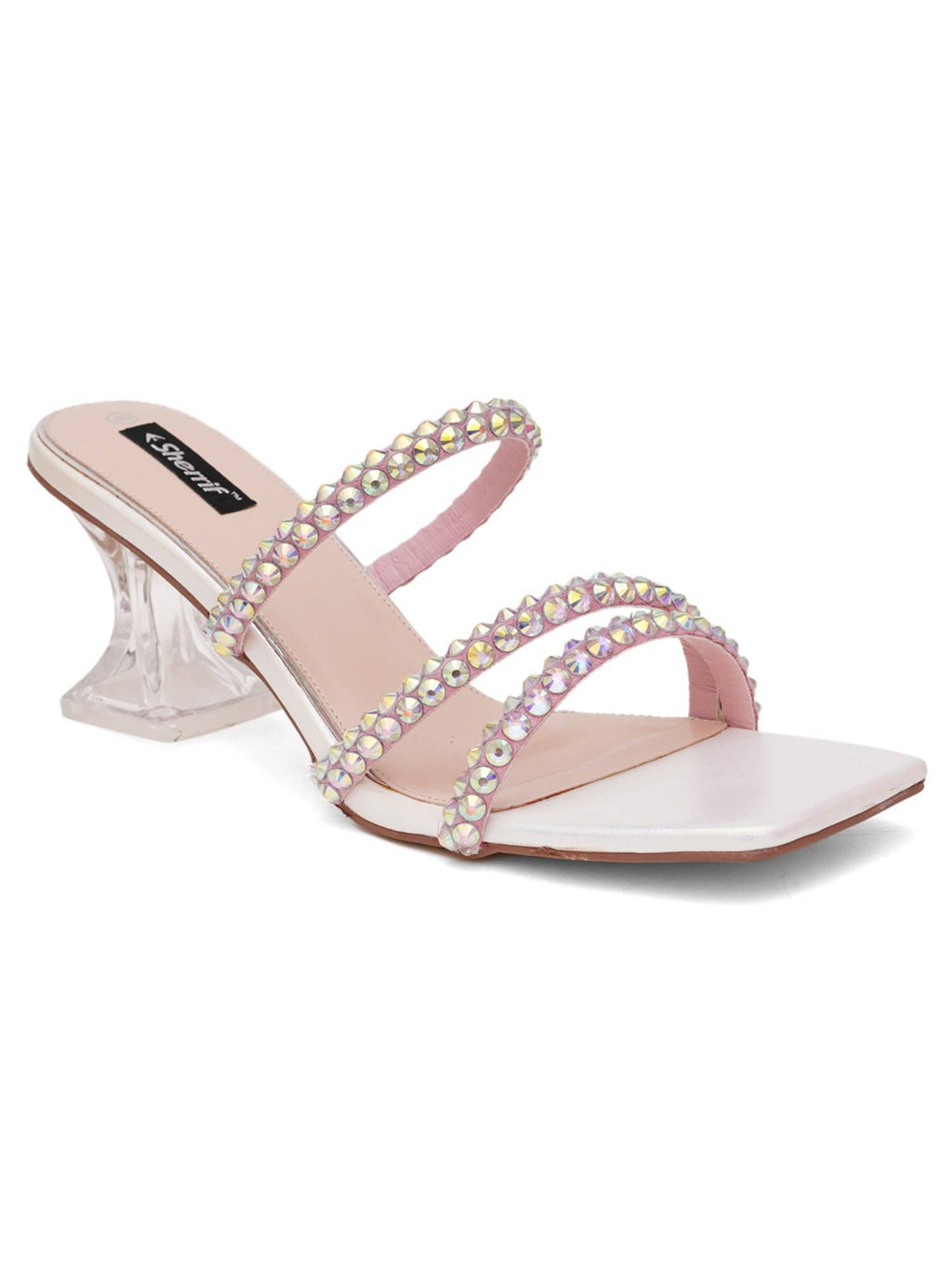 Pink Open Toe Spool Heels | H78 - view 16
